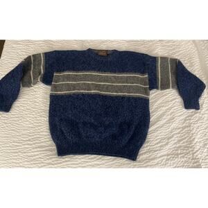 AUTHENTIC ISSUE 90 Mens Vintage Blue/gray Chest Stripe Wool Blend Sweater XL